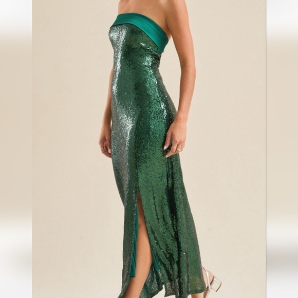 slim fit dress slacks Altar'd State Gia Smocked Sequin Dress Large – Our Sunshine Boutique